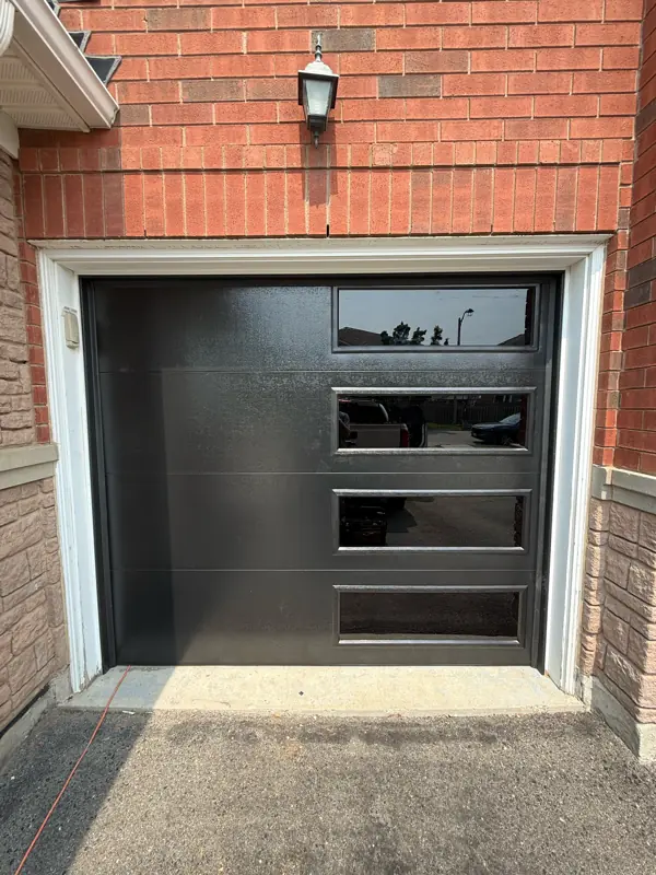 Black flush door with glass lites